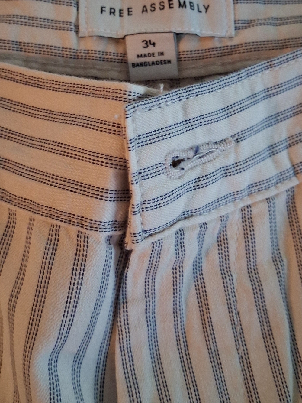 Free Assembly Women's Cream and Blue Stripe Bermuda Shorts